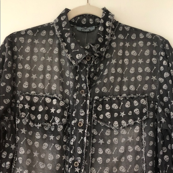 AMO Skull distressed Denim oversized blouse - Picture 7 of 10